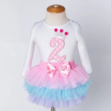 Komplet URODZINY 92 98 body spódniczka tutu tiul opaska zestaw 2 dwa latka