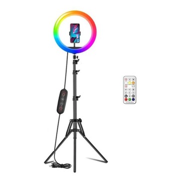 СВЕТОДИОДНАЯ RGB КОЛЬЦОВАЯ ЛАМПА 80ВТ + ШТАТИВ + ПУЛЬТ ДУ
