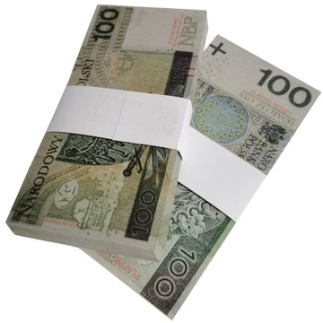 Купюры для игр, развлечений, обучения счету, реквизит 100 злотых - 10 шт.