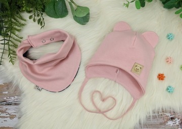 КОМПЛЕКТ ШАПКА + Двусторонний шарф 46-48 ВЕСНА/ОСЕНЬ DIRTY PINK 9м+