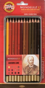 Акварельные карандаши Koh-i-noor monduz 12 kob brązy