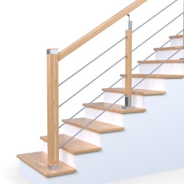 Balustrada barierka drewniana nierdzewna ND2 3m