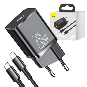 БЫСТРОЕ ЗАРЯДНОЕ УСТРОЙСТВО BASEUS USB-C 3A 20 Вт + КАБЕЛЬ 1 м
