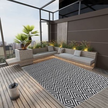 DYWANIK ZEWNĘTRZNY NA BALKON LUB TARAS 120 x 180 WODOODPORNY DUŻY BEŻOWY