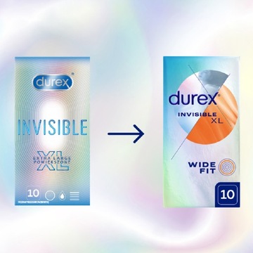 Презервативы DUREX INVISIBLE большие большие 10 шт XL