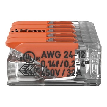 WAGO QUICK CONNECTOR 5 — ПРОВОДНОЙ РАЗЪЕМ 5 x 0,14 — 4 мм² 5 ШТ. 221-415