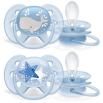 AVENT 2 пустышки BREATHABLE 6M+ ULTRA AIR SILICONE 6-18M + ЧЕХОЛ