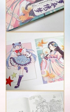 Lolita Anime kolorowanka linia sztuki książki piękna dziewczyna