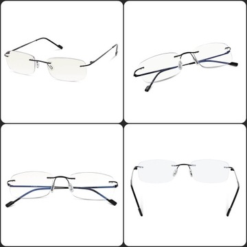 BEZRAMKOWE Okulary moc +2.50 do KOMPUTERA Blue Light ANTYREFLEX UV Patentki