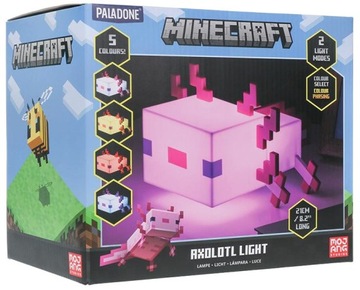 Lampka MINECRAFT Axolotl Multicolor 2 tryby 21cm