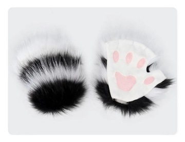 КОСПЛЕЙ FURRY CAT PAW ПЕРЧАТКИ БЕЗ ПАЛЬЦЕВ ВАРЕЖКИ ВОЛОСАТЫЕ