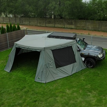 Zadaszenie Batwing II Premium 270° 2,5 m zielony strona pasażer samonośny