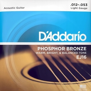 Струны D'Addario EJ16 для акустической гитары.