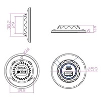 фото thumb №14, Зарядний пристрій панель круглий usb qc3.0 + pd usb c швидкі заряджання 48w 12v 24v