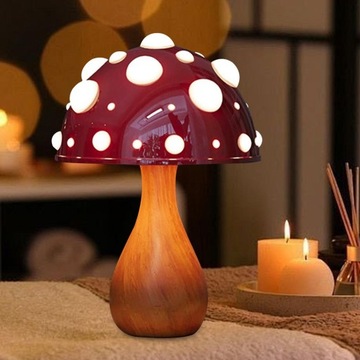 Lampa stołowa zmieniająca kolor grzybek unikalny design dekoracyjny z brązową podstawą