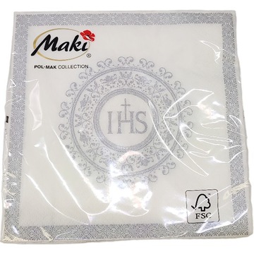 Салфетки IHS для причастия, 20 шт, 33х33см, серебро