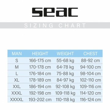 Длинный гидрокостюм на передней молнии SEAC CAREZZA 2 мм мужской XXL