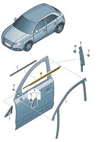 фото thumb №1, Прокладка накладка скла ліва зовнішня audi a1 aso оригінал