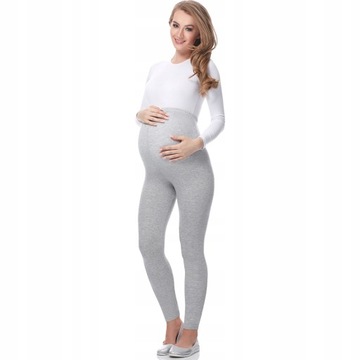 Legginsy ciążowe długie getry damskie wiskoza BE-02 Szary S