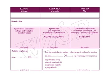 DRUK 02005 WNIOSEK O ZALICZKĘ A6 TYPOGRAF