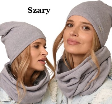 Komplet CZAPKA z Kominem polar KOLORY Modny zestaw damski, młodzieżowy K4