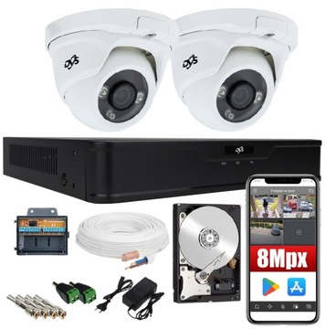 НАБОР ДЛЯ МОНИТОРИНГА 8MPX 4K UHD 2 КАМЕРЫ С ПОЛНЫМ ДИСКОМ DVS
