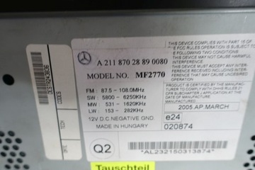 фото thumb №5, Mercedes w211 радио mf2770 2118702889 e-klasa w219