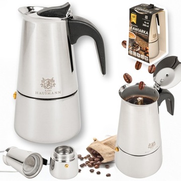 KAWIARKA STALOWA 200ML DO PARZENIA KAWY NA 4 ESPRESSO ZAPARZACZ DO KAWY