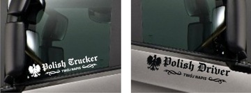 Naklejka na tira POLISH TRUCKER Driver plus IMIĘ Orzełek *40cm *Wzory