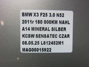 фото thumb №11, Bmw x3 f25 дверь левая задние левый зад a14 mineralsilber серебристый a14/7