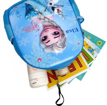 Рюкзак Эльза 3D жёсткий ламинированный, голубой, для детского сада FROZEN
