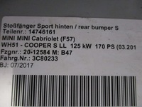 фото thumb №5, Бампер mini f57 s 4x pdc cabrio задня задній a62