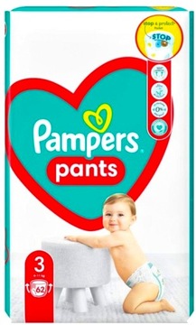 PAMPERS PANTS ДЕТСКИЕ ПОДГУЗНИКИ РАЗМЕРЫ. 3 (6-11 кг) 2 х 62 шт.