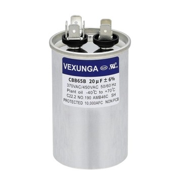 Kondensator 20uF 20 MFD 370VAC 440VAC 450VAC 50/60Hz CBB65 Okrągły