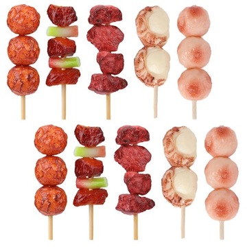 10Pcs Fake Barbecue Food Lifelike Roast Kebab