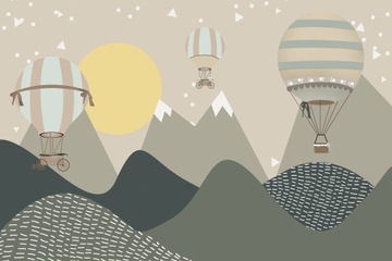 Фотообои для детей, воздушные шары, горы,
