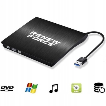 ВНЕШНИЙ ПРИВОД ДЛЯ ЗАПИСИ CD-R/DVD-ROM/RW ПОРТАТИВНЫЙ ПРОИГРЫВАТЕЛЬ USB 3.0