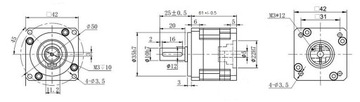Планетарная передача PLF42-020SW NEMA17 1:20, вал двигателя 5 мм