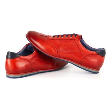 Buty męskie skórzane casual 64/15 czerwone 44
