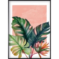 3 x ПЛИТА 40X50 TROPICAL FLOWERS MONSTERS LEAF Pink Розовый