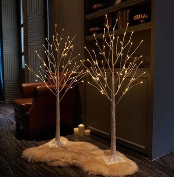 DRZEWKO ŚWIECĄCE LED SZTUCZNE ŚWIĄTECZNE CHOINKA BIAŁA CIEPŁA BRZOZA 150CM
