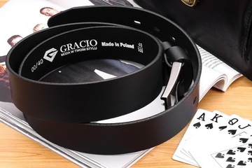 ШИРОКИЙ ДЖИНСОВЫЙ РЕМЕНЬ Кожаный Черный ПРЯЖКА GRACIO