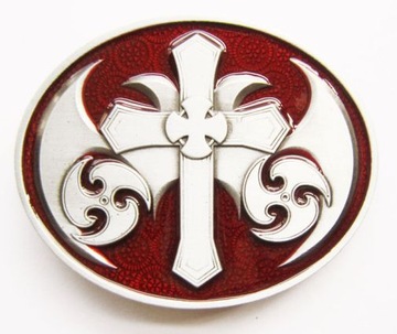 Krzyż czerwony klamra emo cross steampunk celt