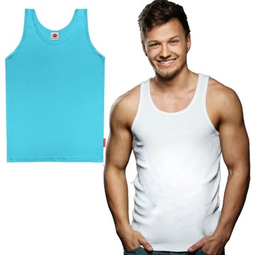 PODKOSZULEK MĘSKI BAWEŁNIANY BEZ RĘKAWÓW RAMKA TANK TOP NA LATO KOSZULKA S