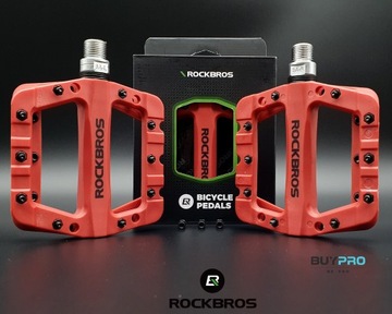PEDAŁY CZERWONE Z PINAMI ROWEROWE PLATFORMOWE MTB NYLON ROCKRBOS 2017-12CRD