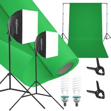 Zestaw GREEN SCREEN 5x1,6m OŚWIETLENIE foto video