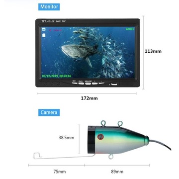 DVR Рыболокатор Камера для подводной рыбалки HD 1280*720 Screen15pcs Белый светодиод