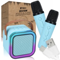 МИНИ-НАБОР ДЛЯ КАРАОКЕ 2 МИКРОФОНА БЕСПРОВОДНОЙ ДИНАМИК С BLUETOOTH