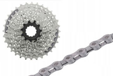 Комплект 9-скоростных кассет Shimano CS-HG201 11-32 + KMC e9s