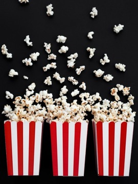 PUDEŁKA NA POPCORN czerwone paski przekąski 6 szt